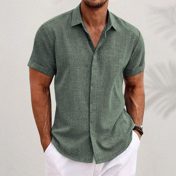 Ziani Classic Collared Short Sleeve Linen Shirt