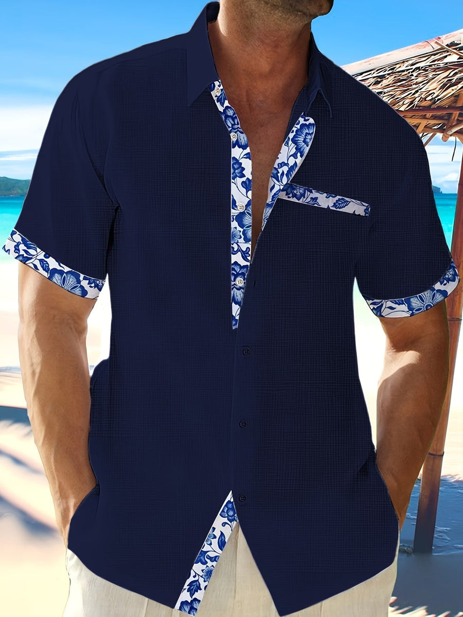 Ziani Contrast Floral Trim Short Sleeve Shirt