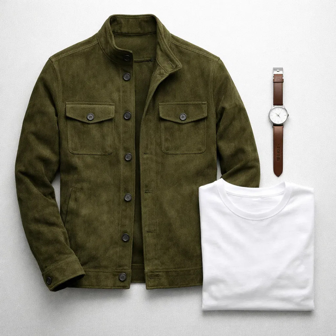 Ziani Suede Chest Pocket Snap Button Classic Jacket