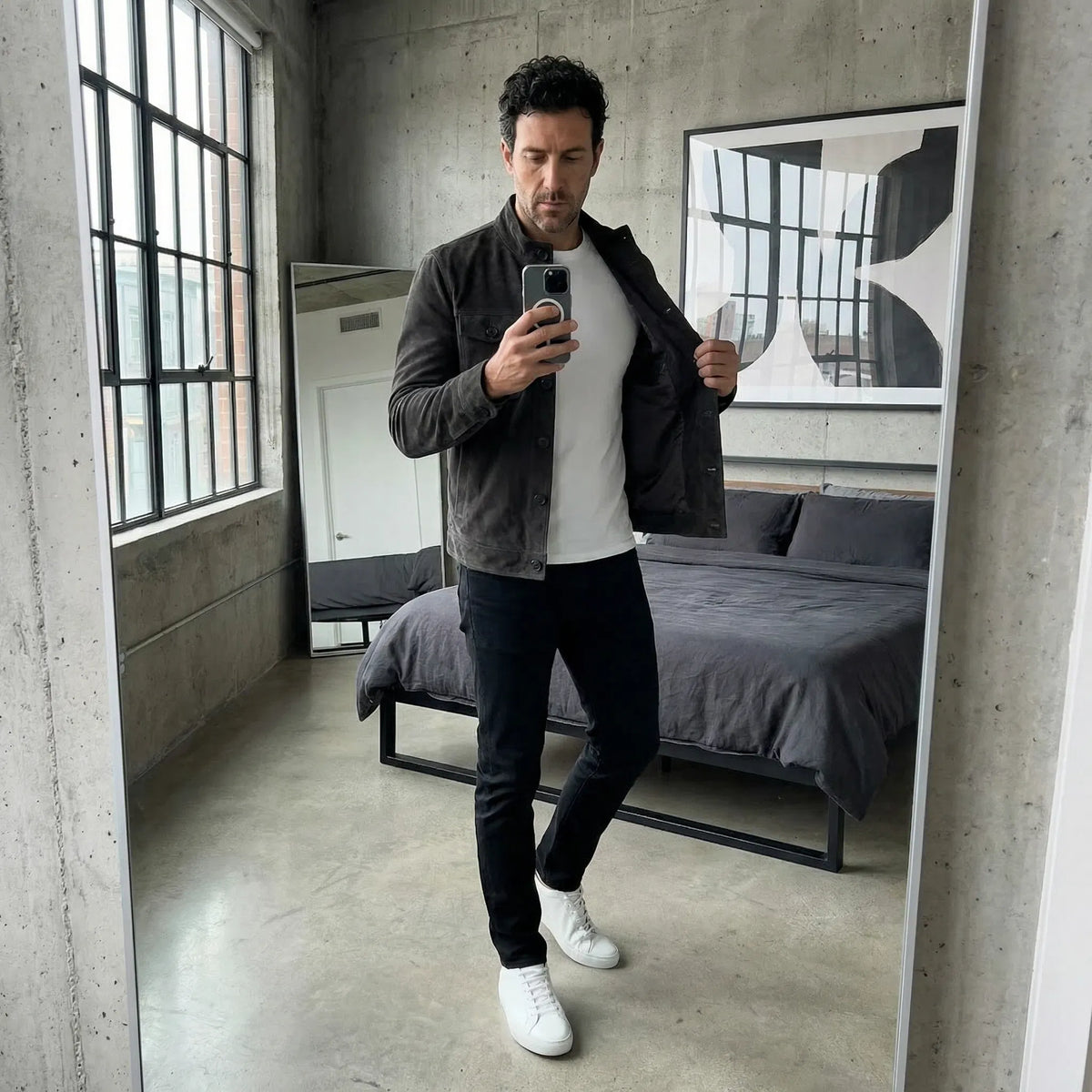 Ziani Suede Chest Pocket Snap Button Classic Jacket