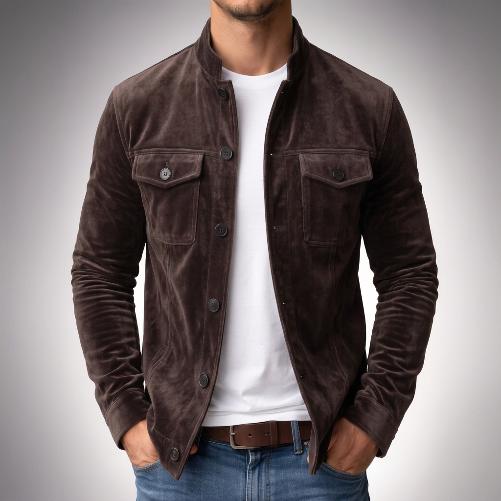 Ziani Suede Chest Pocket Snap Button Classic Jacket