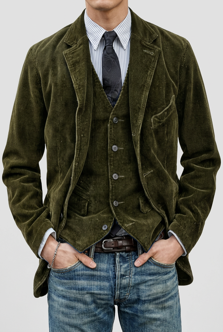 Ziani Vintage Tailored Fit Corduroy Blazer