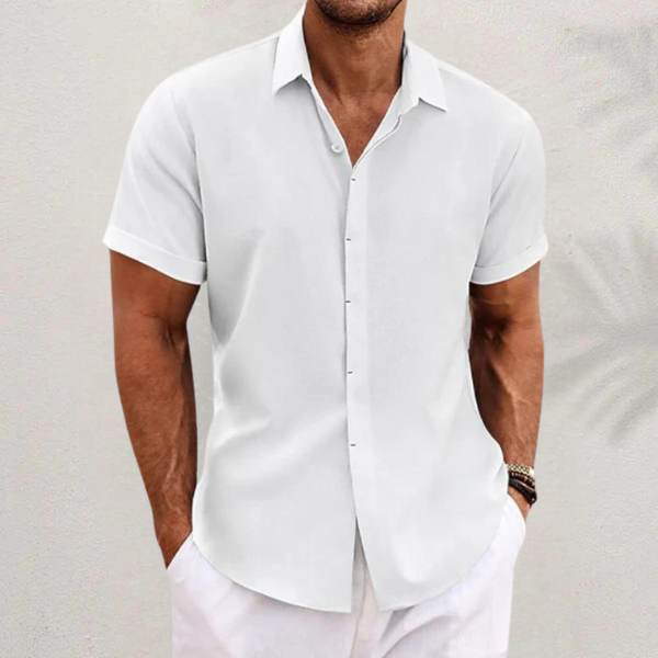 Ziani Classic Collared Short Sleeve Linen Shirt