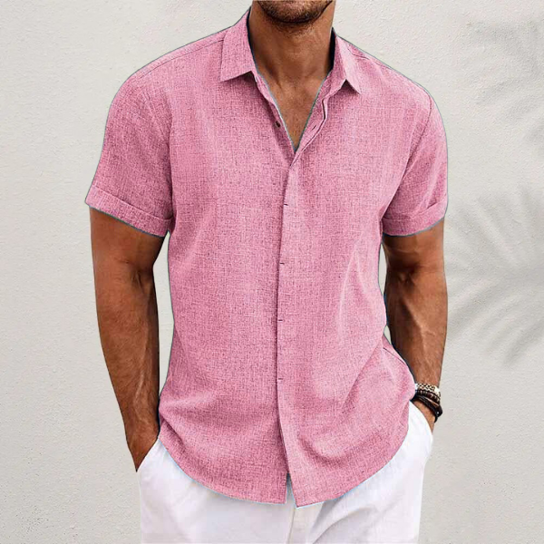 Ziani Classic Collared Short Sleeve Linen Shirt