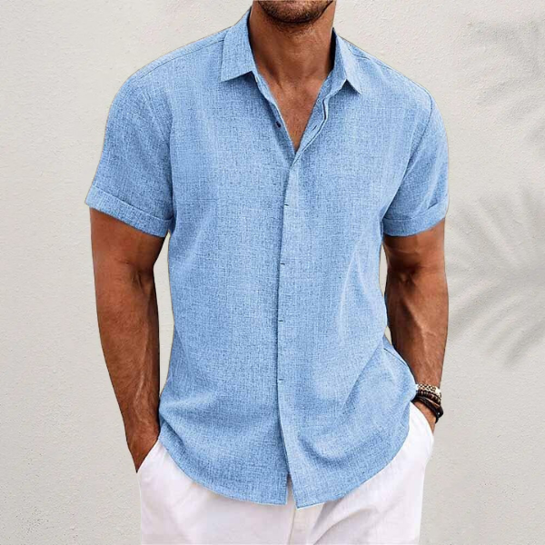 Ziani Classic Collared Short Sleeve Linen Shirt