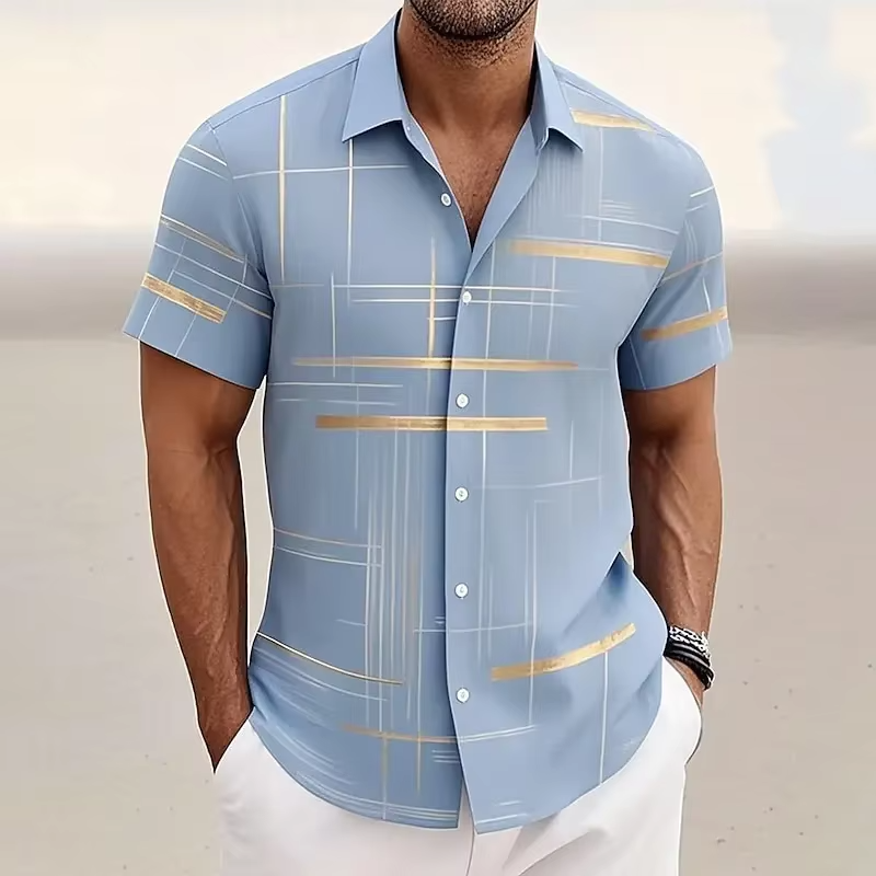 Ziani Metallic Grid Print Short Sleeve Shirt