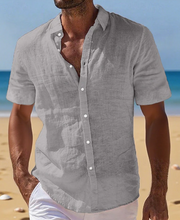 Ziani Linen Band Collar Short Sleeve Shirt