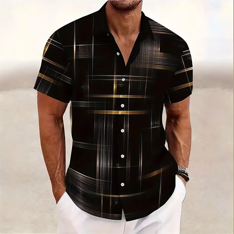 Ziani Metallic Grid Print Short Sleeve Shirt